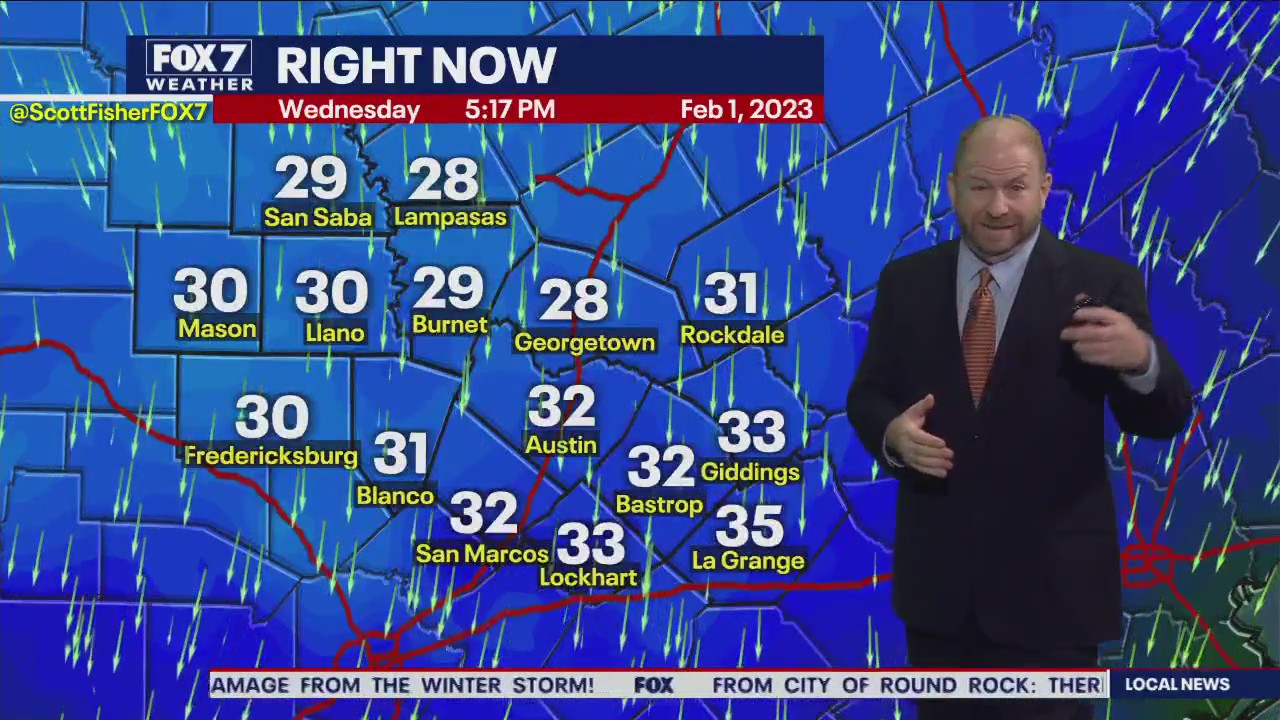 Austin weather: Chance of rain showers, freezing rain Wednesday evening