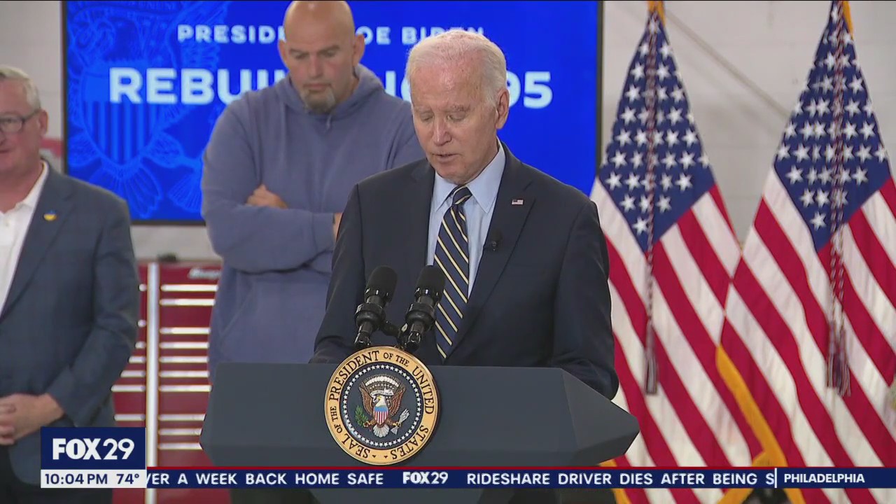 President Joe Biden takes aerial tour of collapsed I-95
