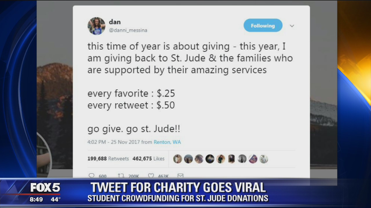 Student raising money for St. Jude after fundraiser tweet goes viral
