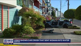 Video captures car crash that sent woman into Puget Sound