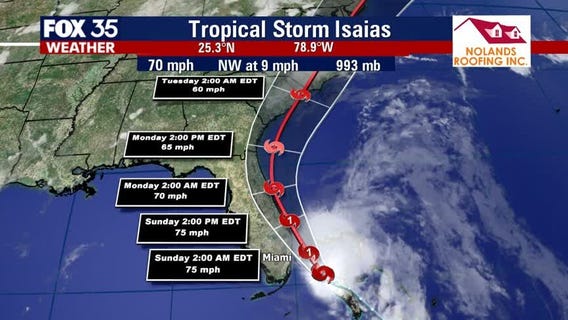 Isaias remains a tropical storm, slows down in path toward Florida