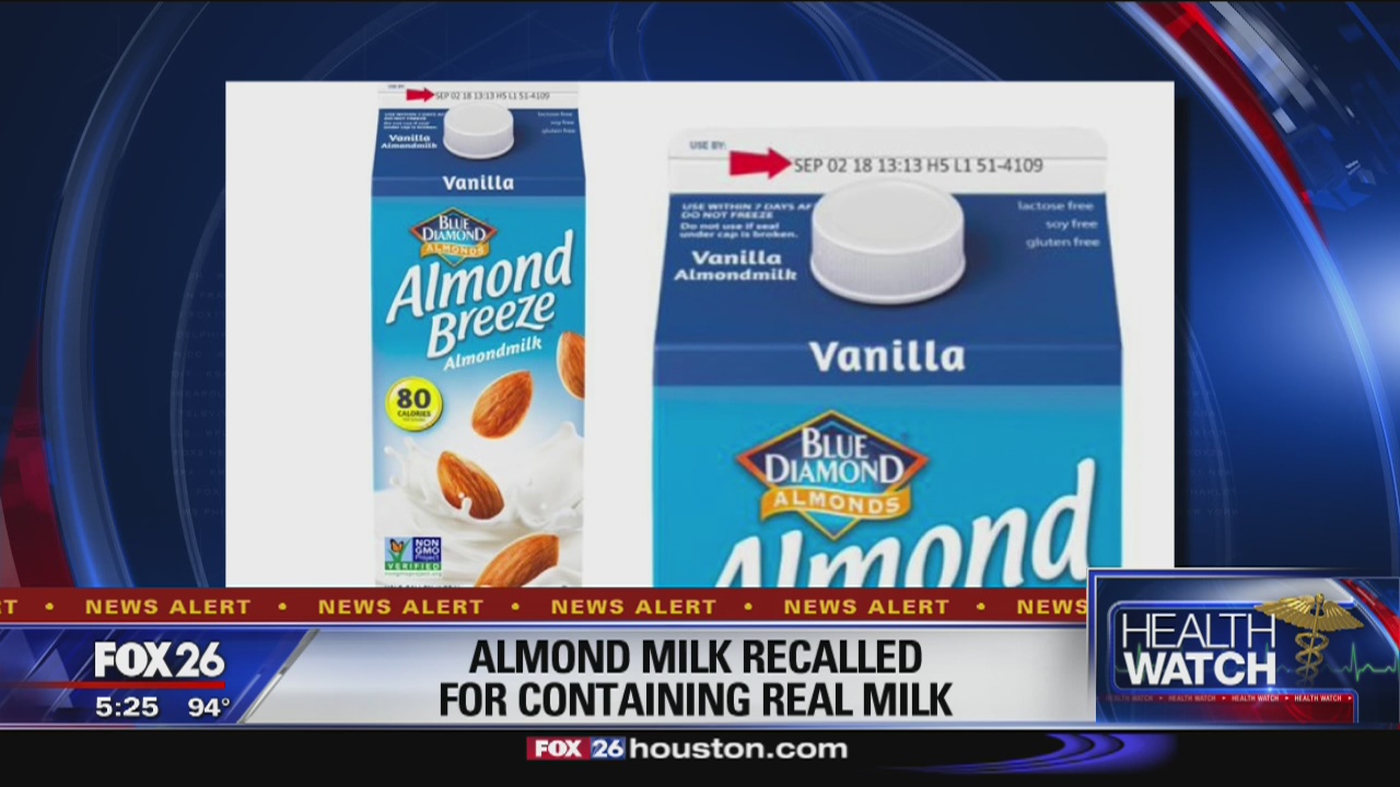 Almond milk recalled for containing real milk
