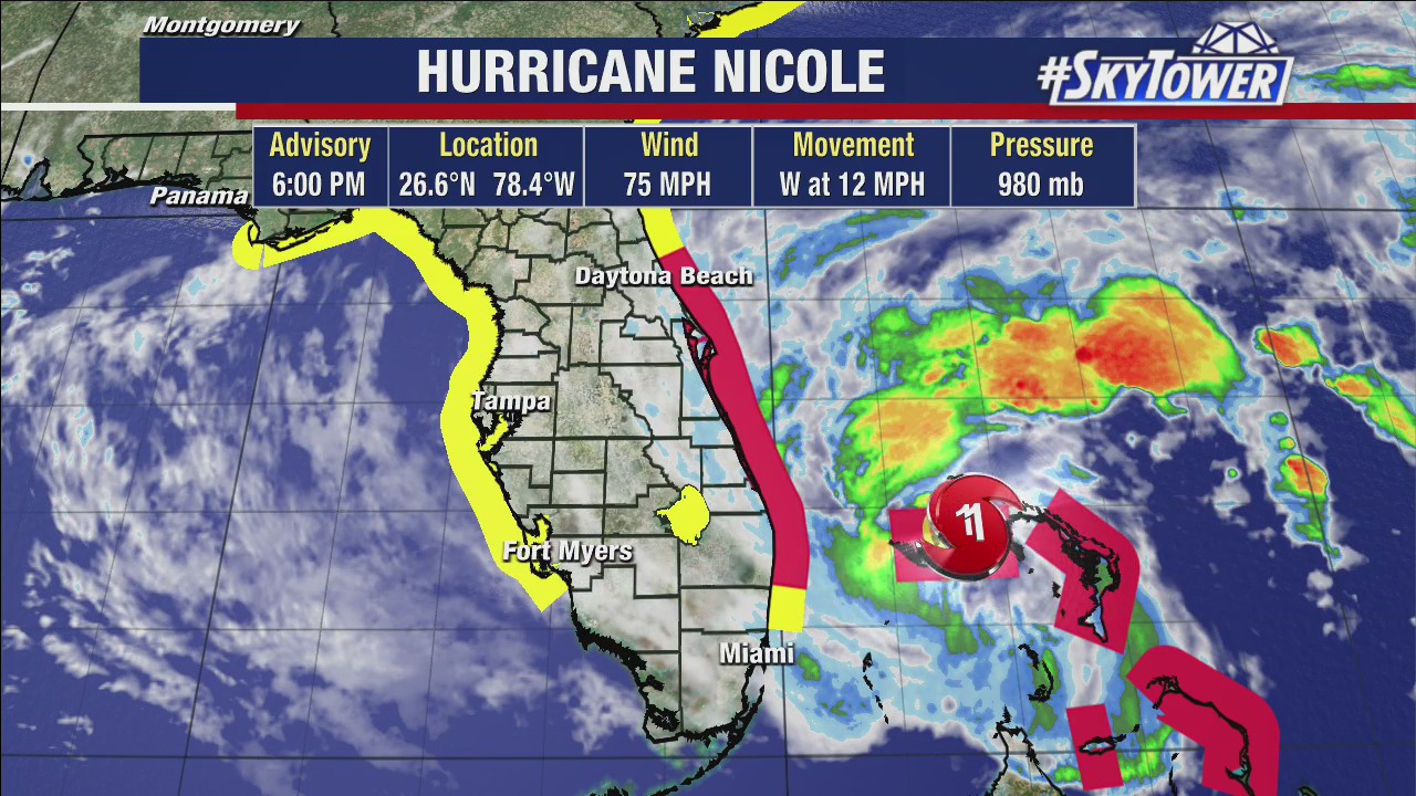 Nicole strengthens into hurricane