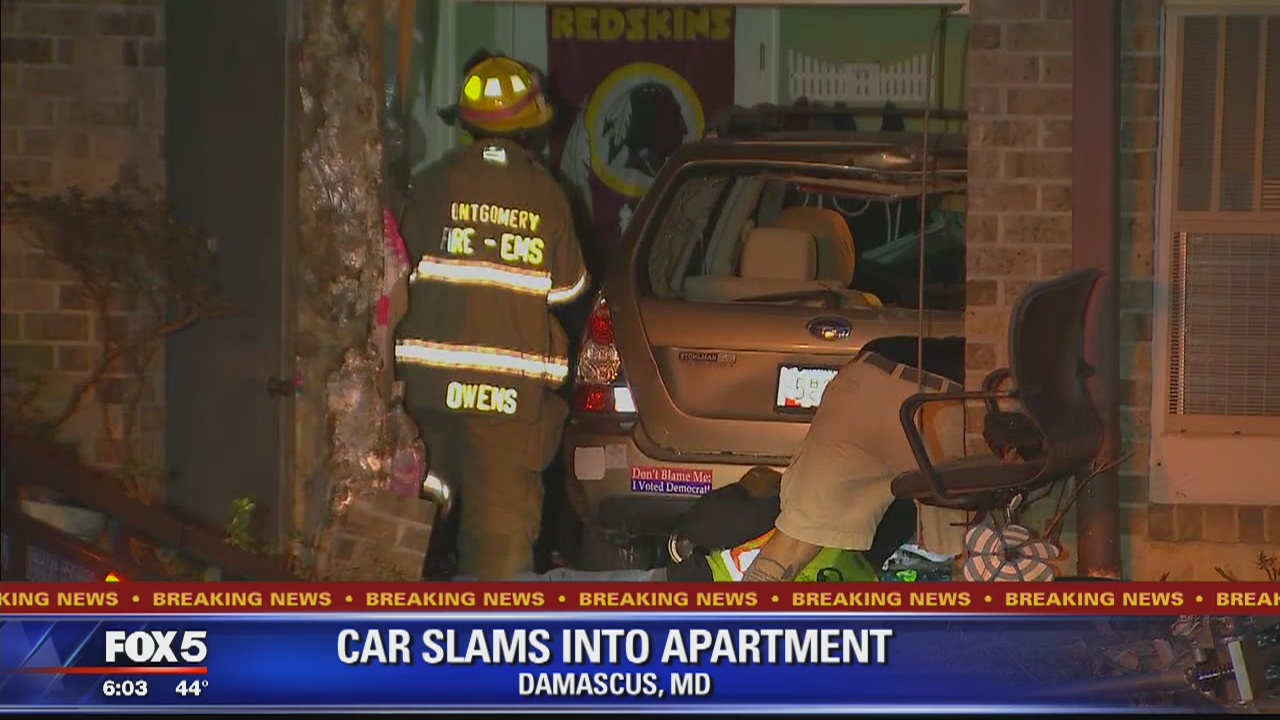 Car slams into condo building in Damascus