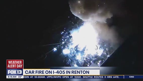 Car fire, explosion on I-405 in Renton, WA