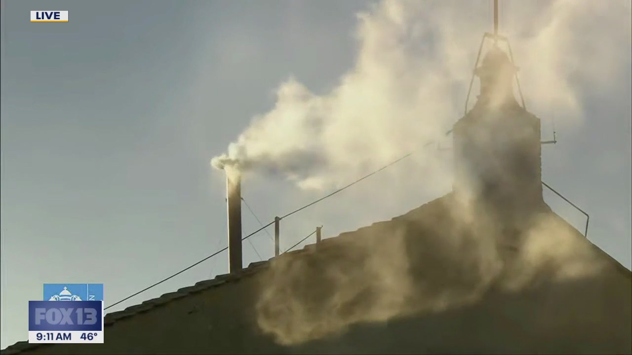 New pope elected, white smoke pours out of Sistine Chapel chimney at The Vatican