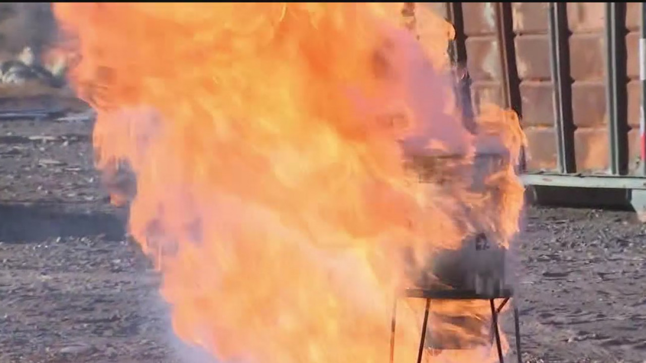 Firefighters demonstrate dangers of deep-frying your Thanksgiving turkey