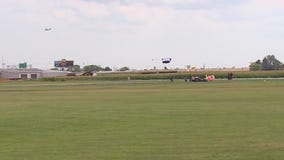 Skydiver lands in Sturtevant pond