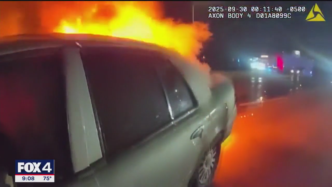 Driver rescued from fire then charged with DWI