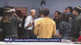 Former President Barack Obama surprises Chicago high school students