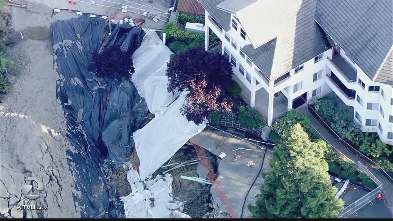 Hillside collapsing on Pinole retirement community property