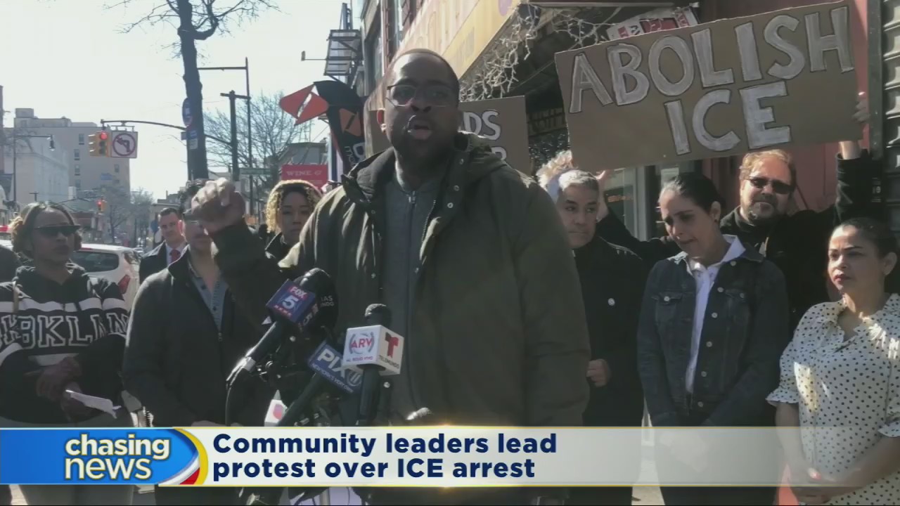 Protesters gather in support of woman arrested by ICE