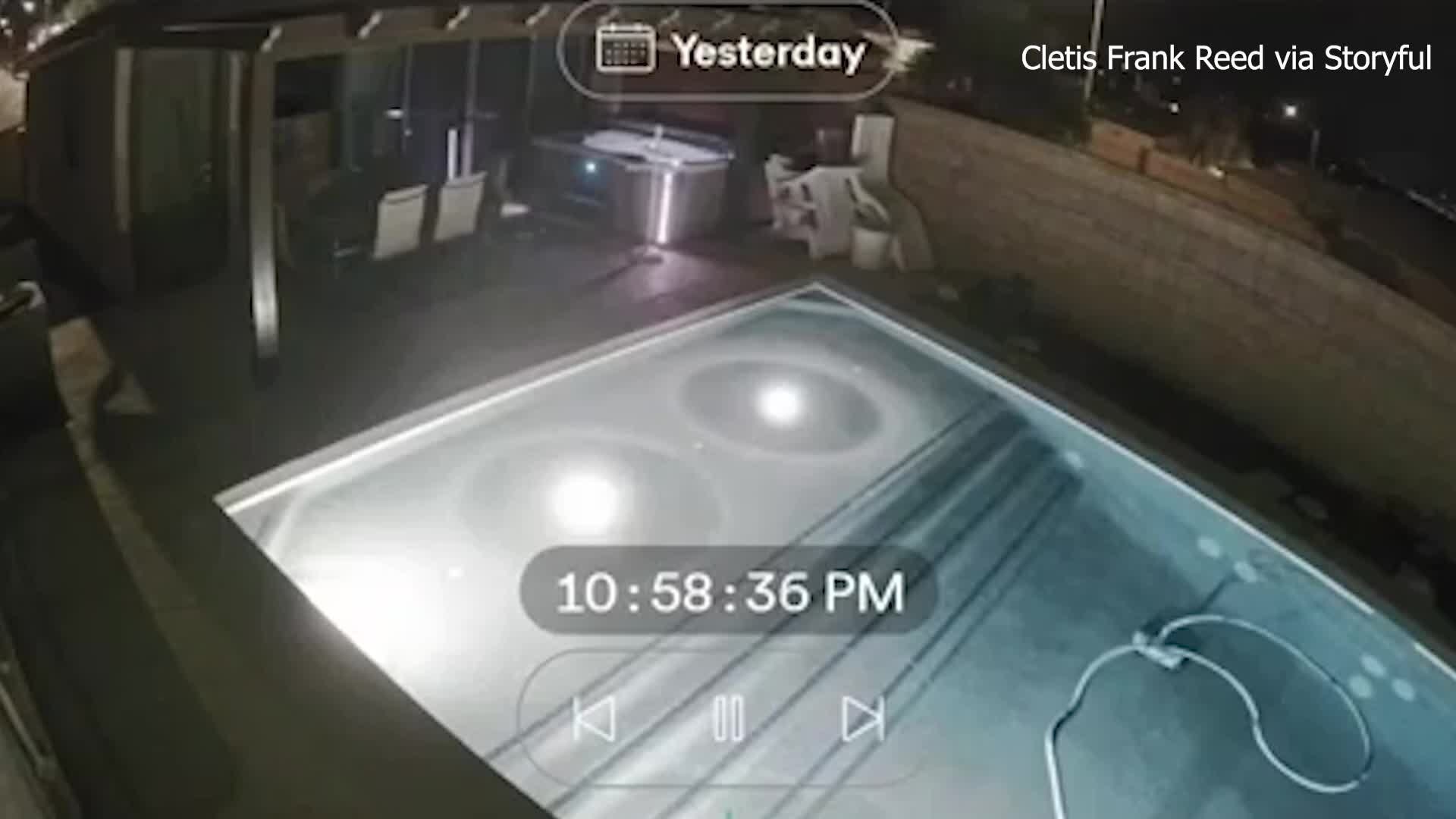 Video shows car crashing through wall and flipping over backyard pool as driver lands in water
