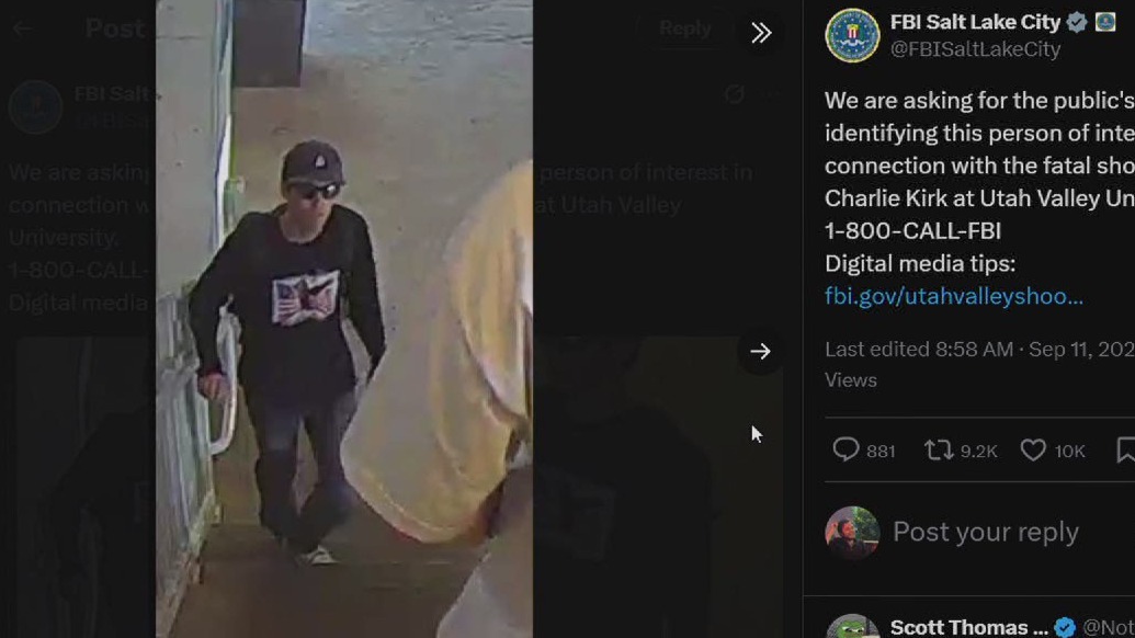 FBI releases photos of a person of interest in Charlie Kirk?s shooting