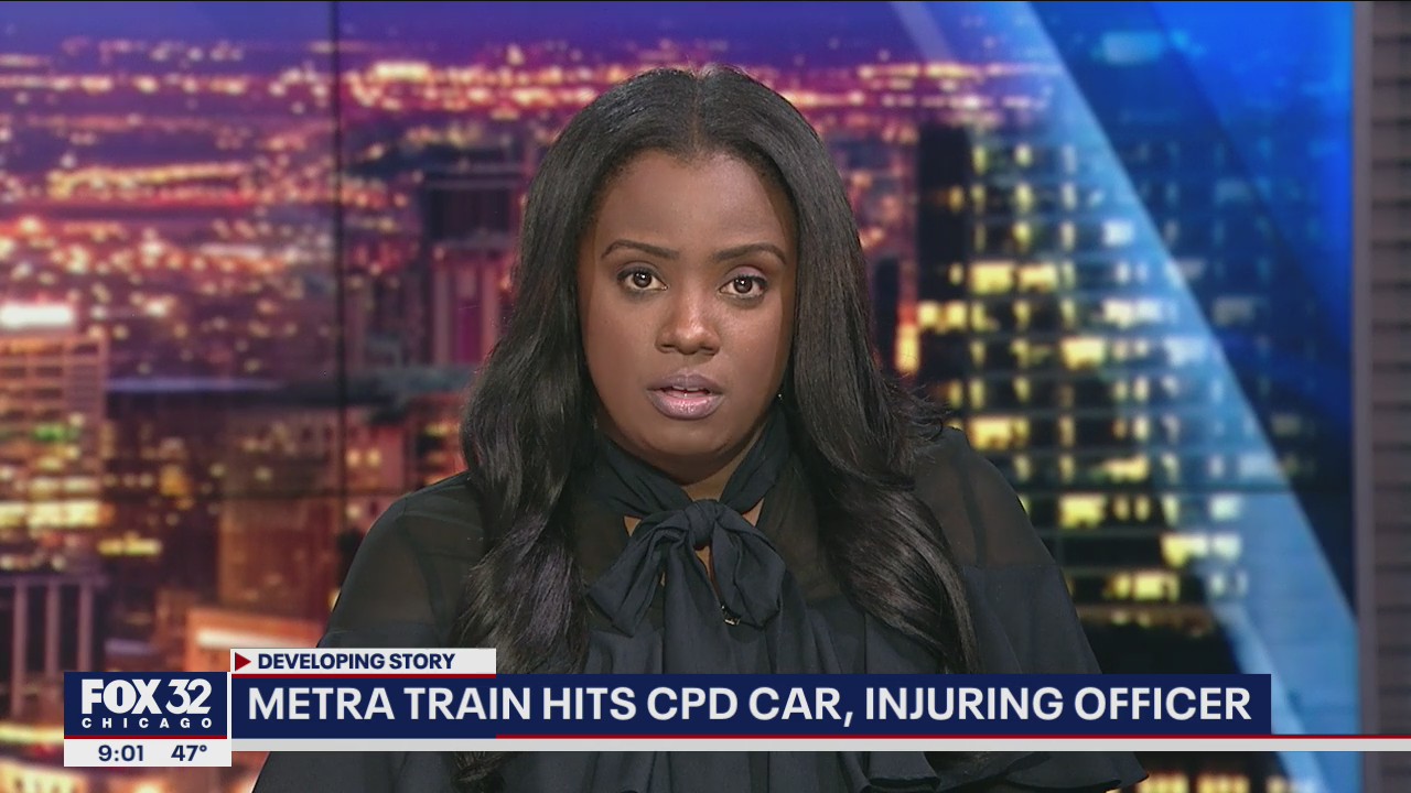 Metra train hits CPD car, injuring police officer