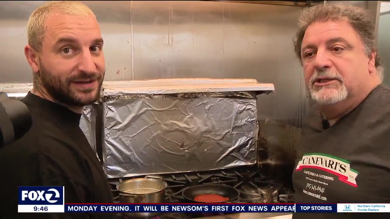 Father and son represent Santa Rosa with sandwiches and sneakers