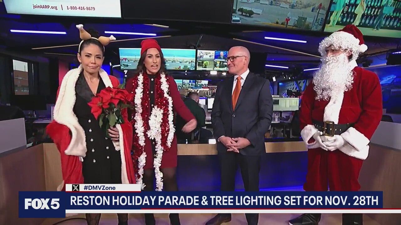 Angie Goff and Marina Marraco prepare for Reston Holiday Parade!