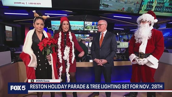 Angie Goff and Marina Marraco prepare for Reston Holiday Parade!