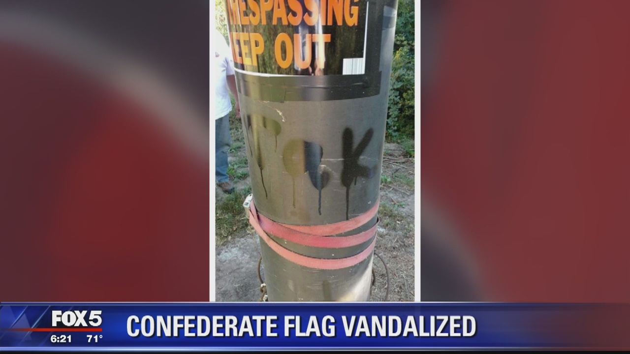 Confederate flag pole vandalized