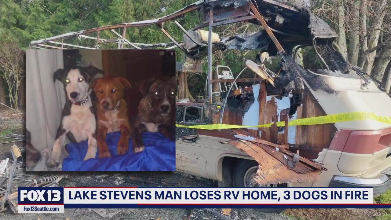 Lake Stevens man loses 3 dogs in RV fire