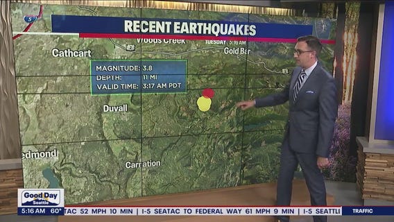 3.8 magnitude earthquake shakes near Fall City