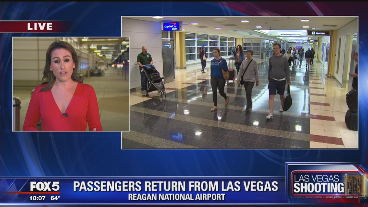 Passengers fly back home from Las Vegas to Reagan National Airport after mass shooting