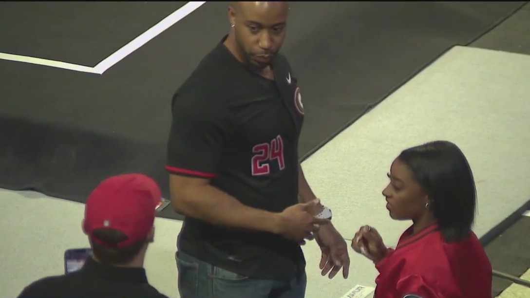 Simone Biles at UGA to watch GymDogs