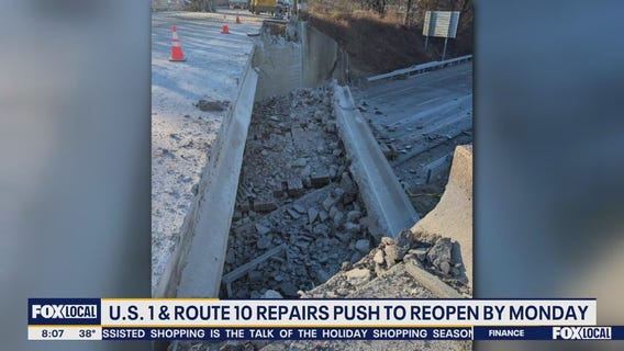 Emergency repairs underway after truck hits Route 10 bridge over U.S. 1 in Chester County