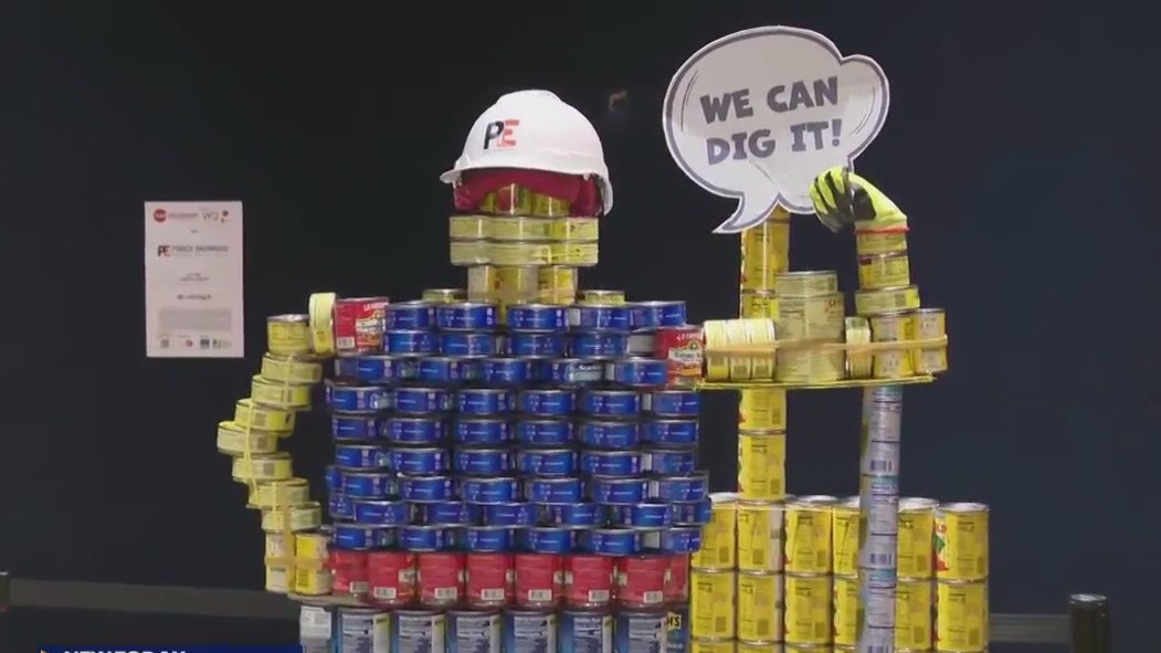 Canstruction: "We CAN dig it!" sculpture