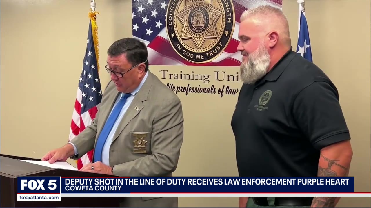 Deputy shot in the line of duty receives law enforcement Purple Heart ...