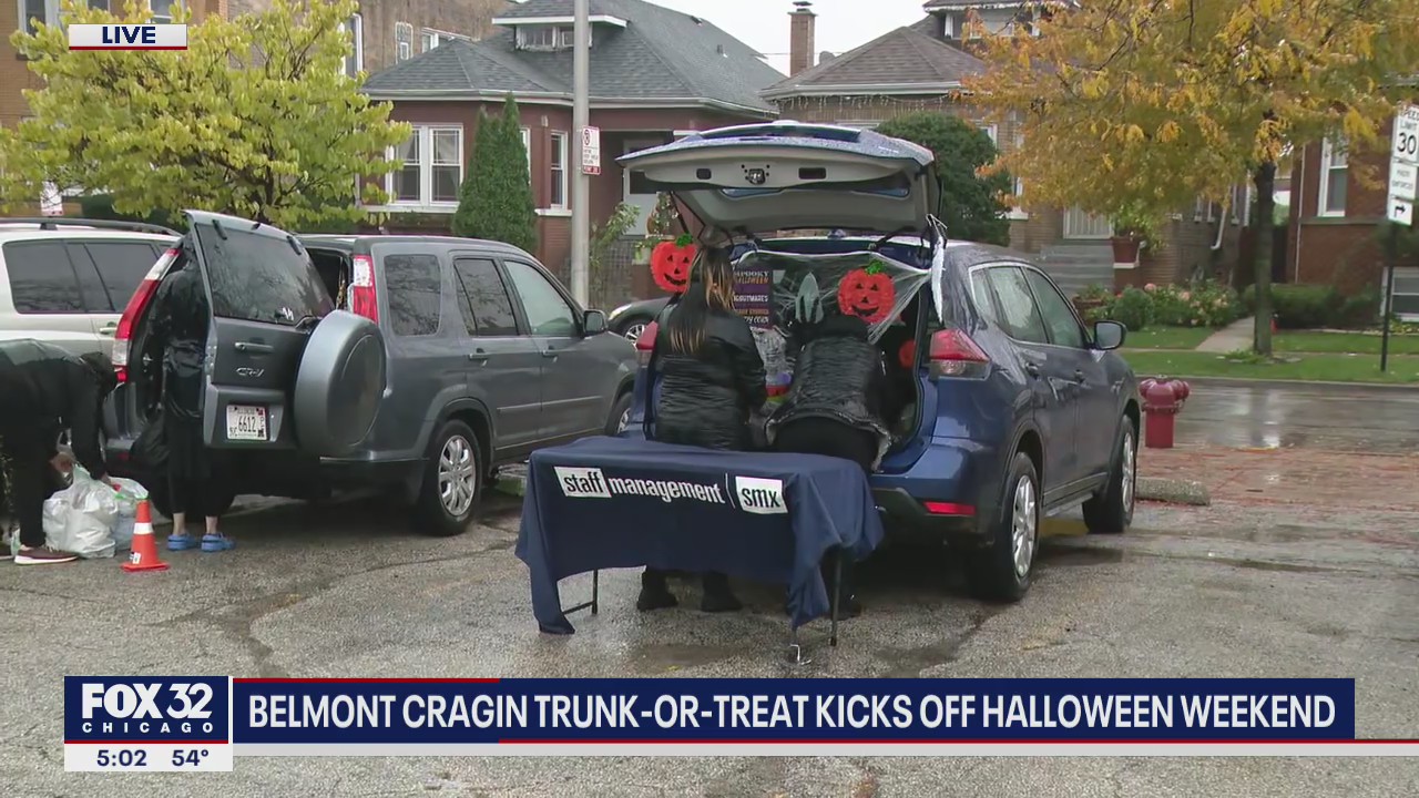 North Side Chicago residents hold trunk-or-treat Halloween event despite rain