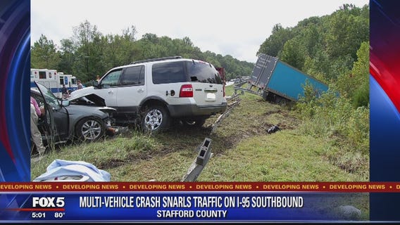 Lanes reopened after multi-vehicle crash on I-95 in Stafford County