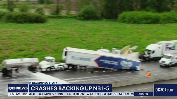 Big cleanup on I-5 North after crashes