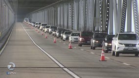Concrete chunks fall from Richmond-San Rafael Bridge, closing all lanes