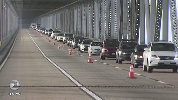 Concrete chunks fall from Richmond-San Rafael Bridge, closing all lanes