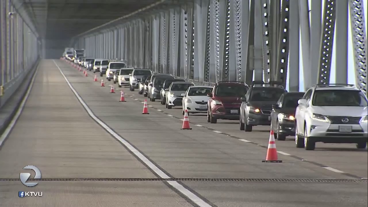Concrete chunks fall from Richmond-San Rafael Bridge, closing all lanes