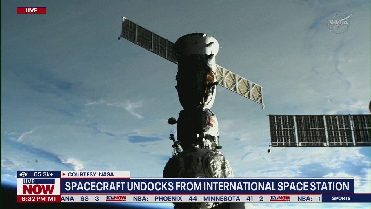 Astronauts undock from ISS, returning to Earth