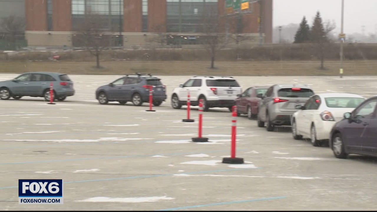 Longer lines than expected at Miller Park COVID test site on holiday