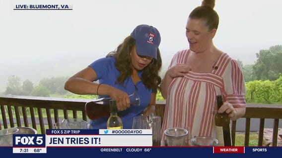 Making sangria at Bluemont Vineyard!