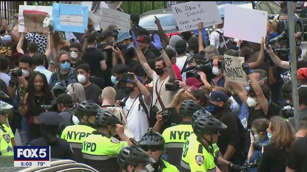 Officials urging calm as George Floyd protesters hit NYC streets again