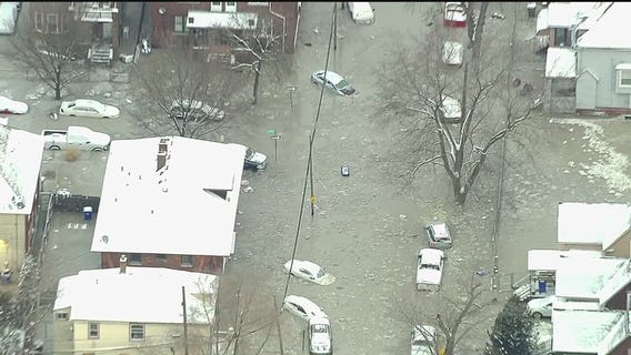 Water main break floods Detroit neighborhood