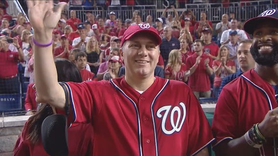 Congressman Steve Scalise throws out first pitch at Nationals-Cubs playoff game