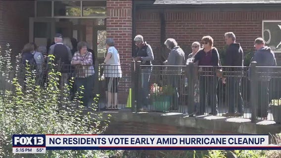 North Carolina residents vote early amid hurricane cleanup