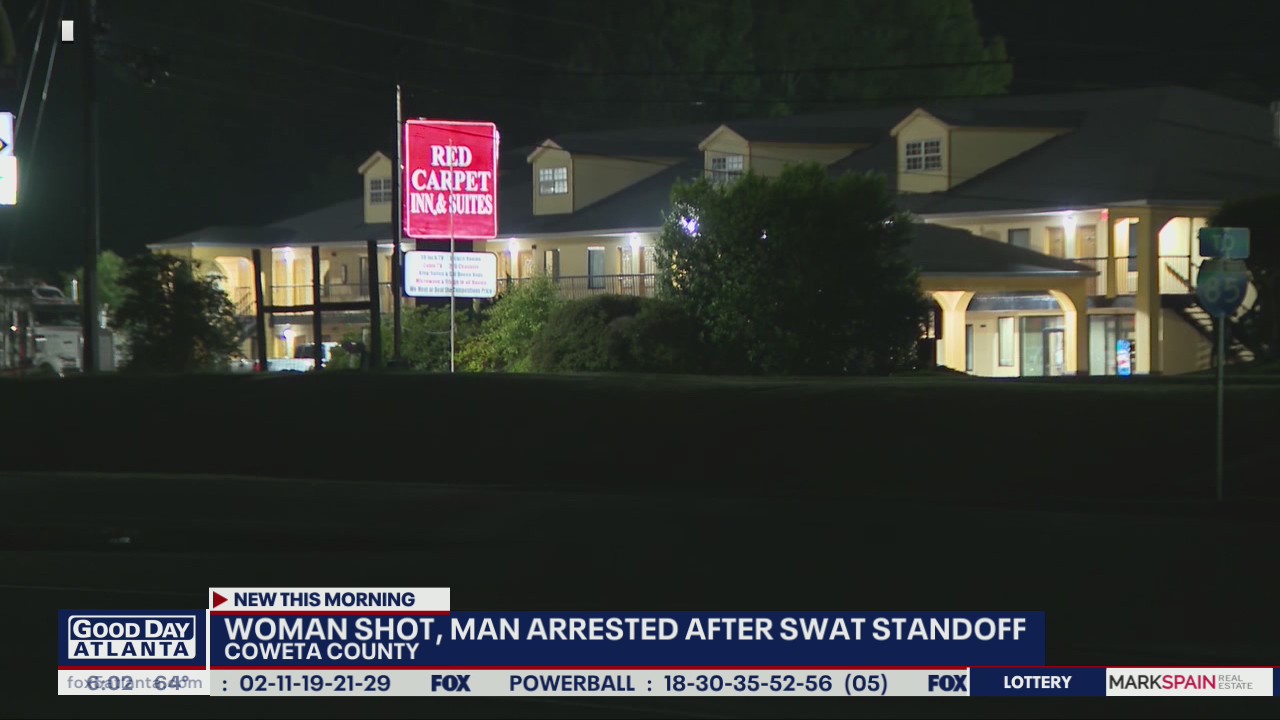 Woman shot, man arrested after standoff at Coweta County hotel | FOX 5 ...