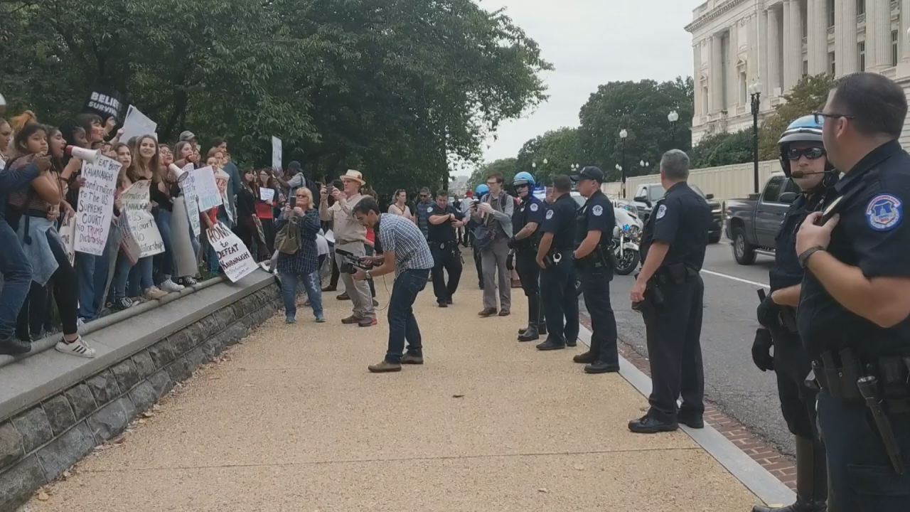 Anti-Kavanaugh protesters outside of US Capitol