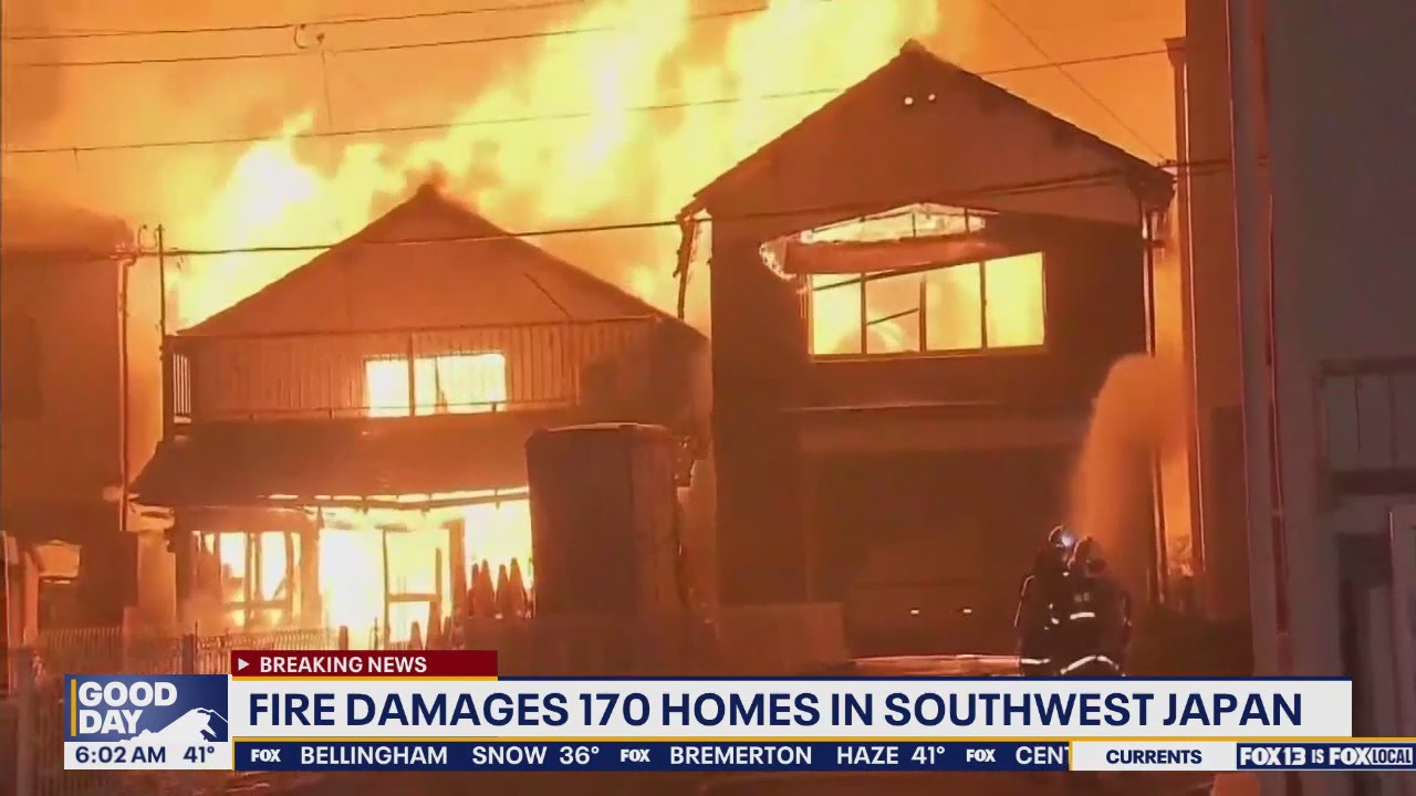 Fire damages 170 homes in southwest Japan