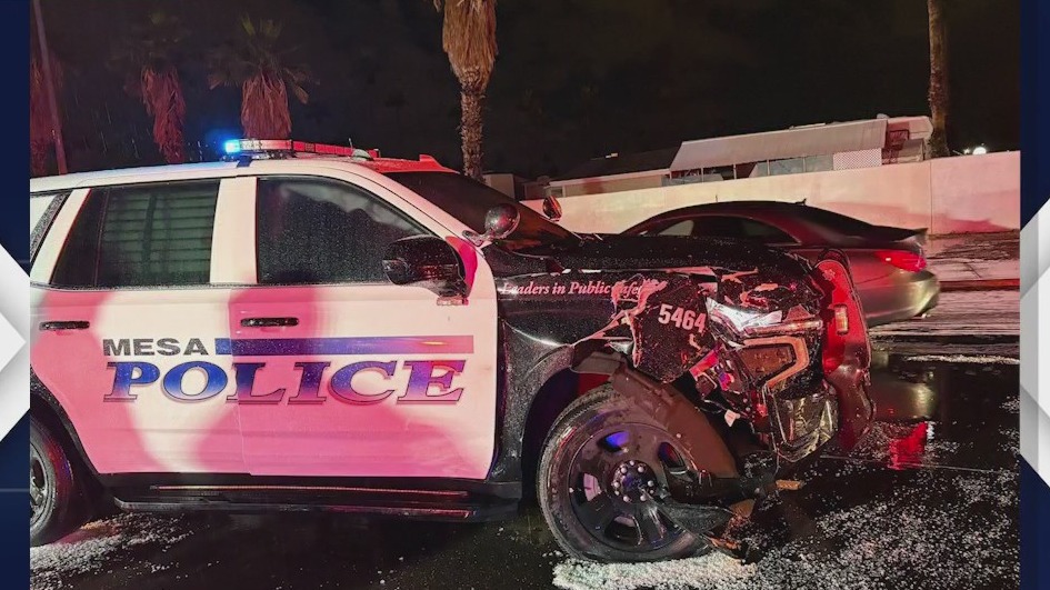 Mesa officer involved in suspected weather-related crash