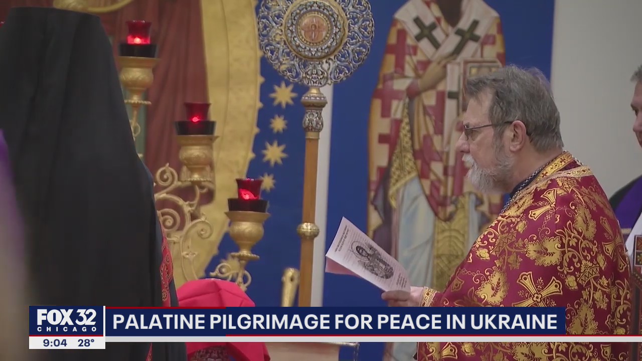 Parishioners in Palatine march for peace for Ukraine