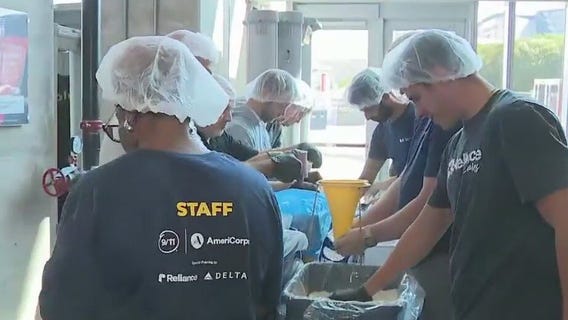 Packing meals at Mercedes-Benz Stadium