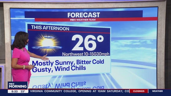 Mostly sunny with cold gusty winds following Friday snowfall